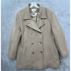 LL Bean Womens Wool Blend Peacoat 2XL Thinsulate Double Breasted New With Tags